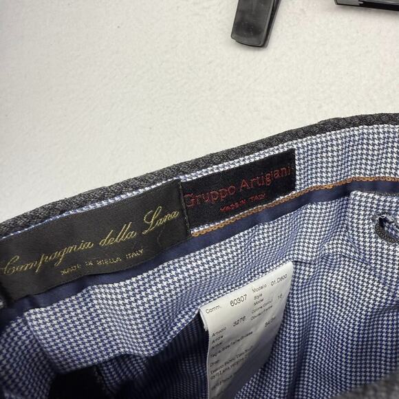 Gruppo Artigiani Pants Men's 34x34 Gray Italy made Textured Hook Loop Dress Wool - Picture 8 of 11